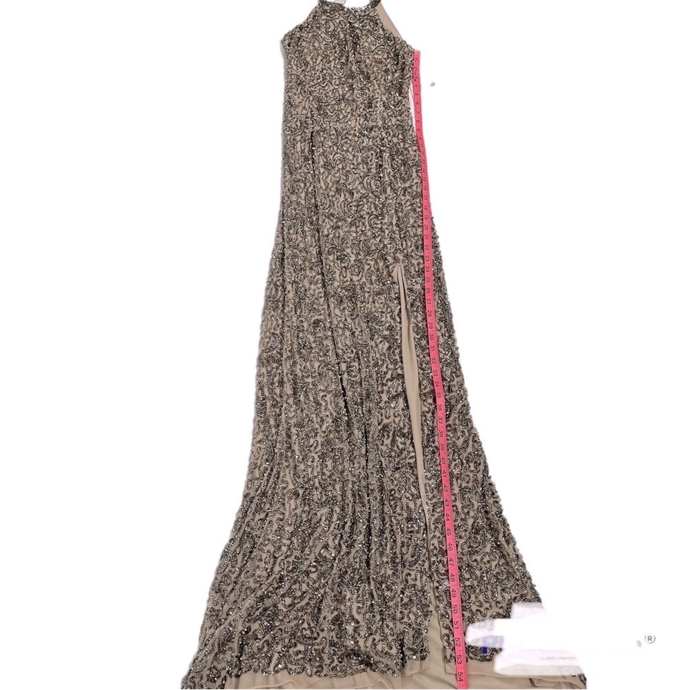 NWT lush beaded backless evening gown champagne size 8 - Picture 6 of 15